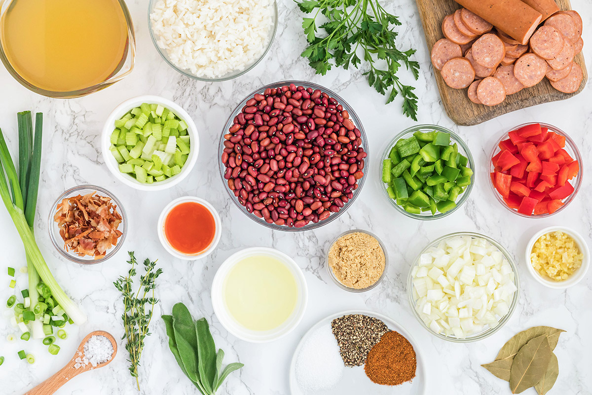 ingredients to make red beans and rice 