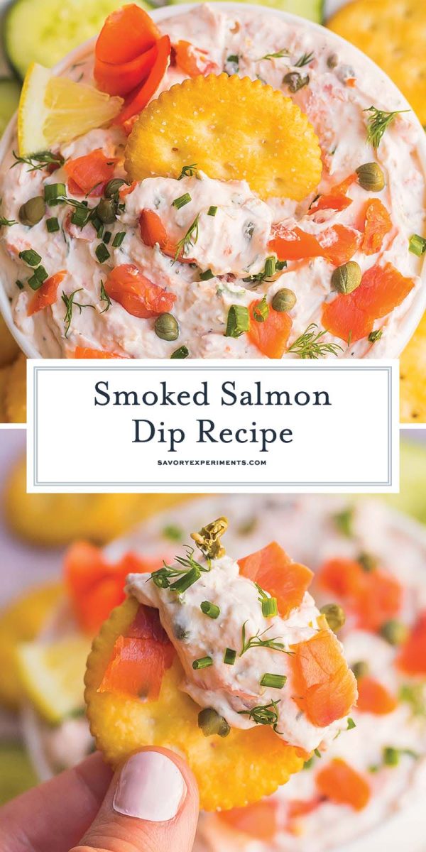 collage of smoked salmon dip for pinterest