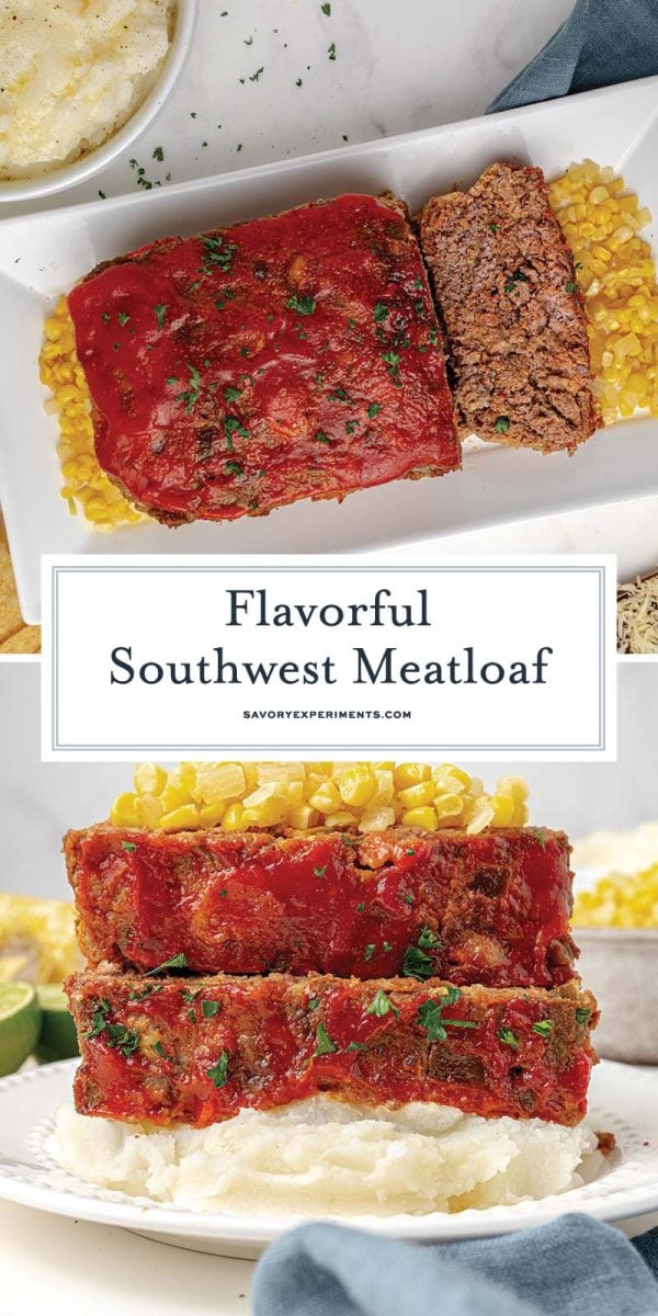 collage of southwest meatloaf for pinterest