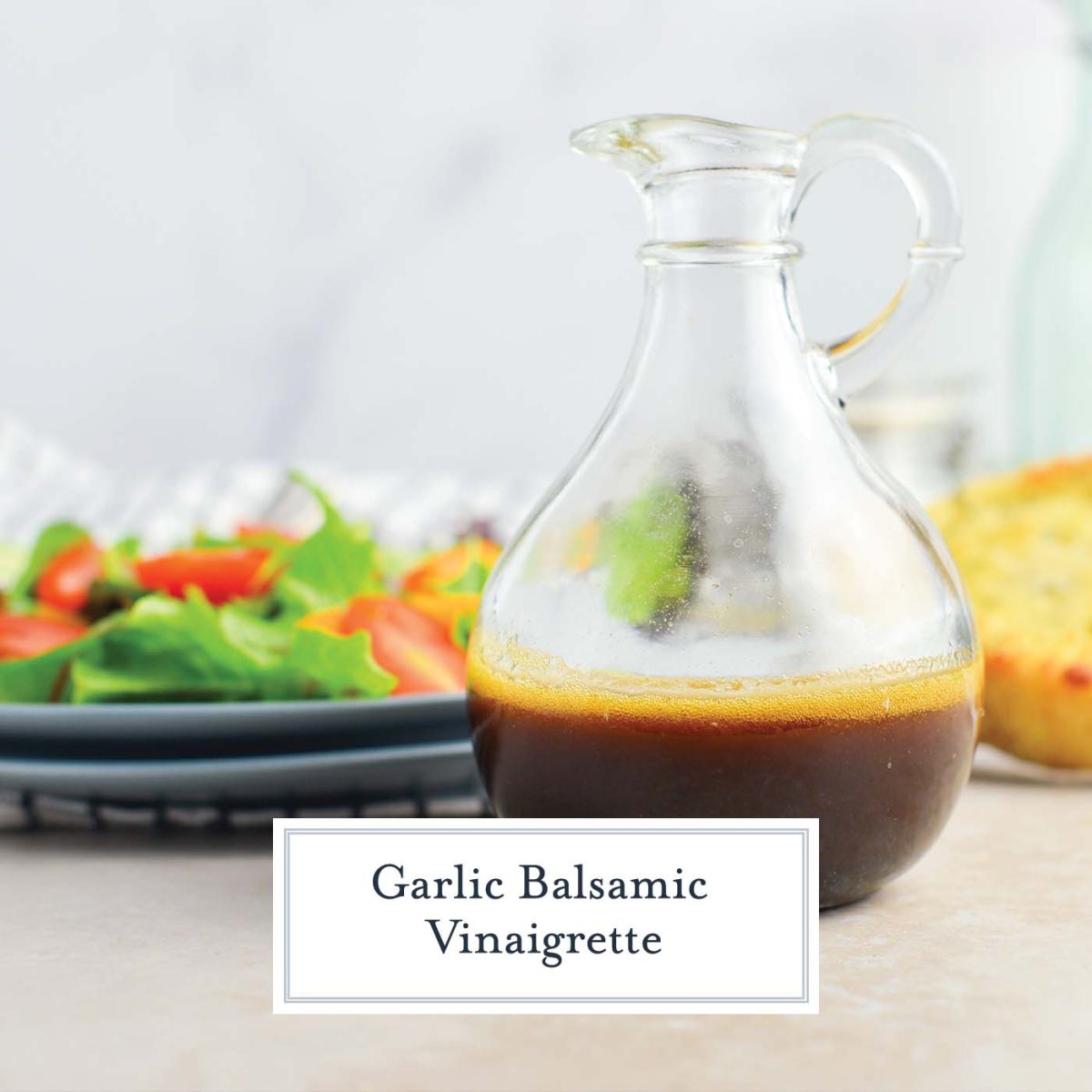 bottle of garlic balsamic vinaigrette