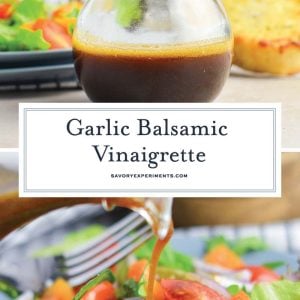 collage of garlic balsamic dressing for pinterest