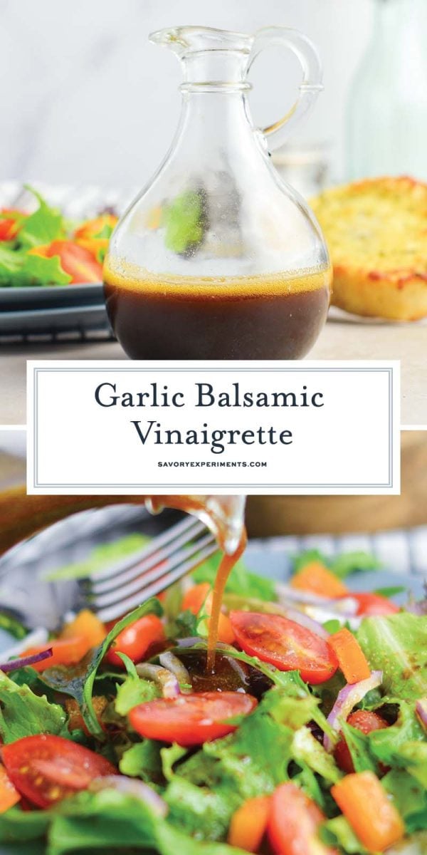 collage of garlic balsamic dressing for pinterest