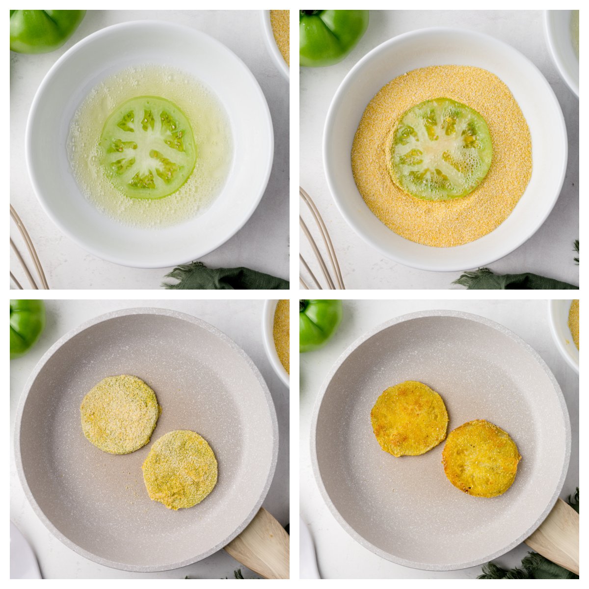 step-by-step images of how to make fried green tomatoes 
