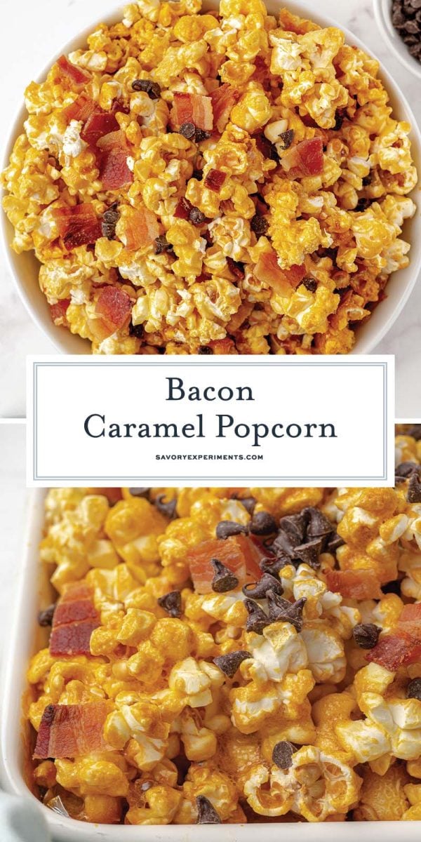 collage of bacon caramel popcorn for pinterest