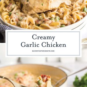 collage of creamy garlic chicken for pinterest