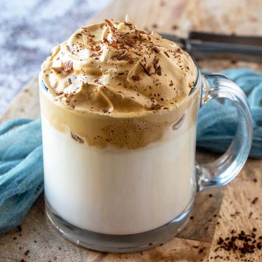 whipped coffee in a glass mug for email opt in