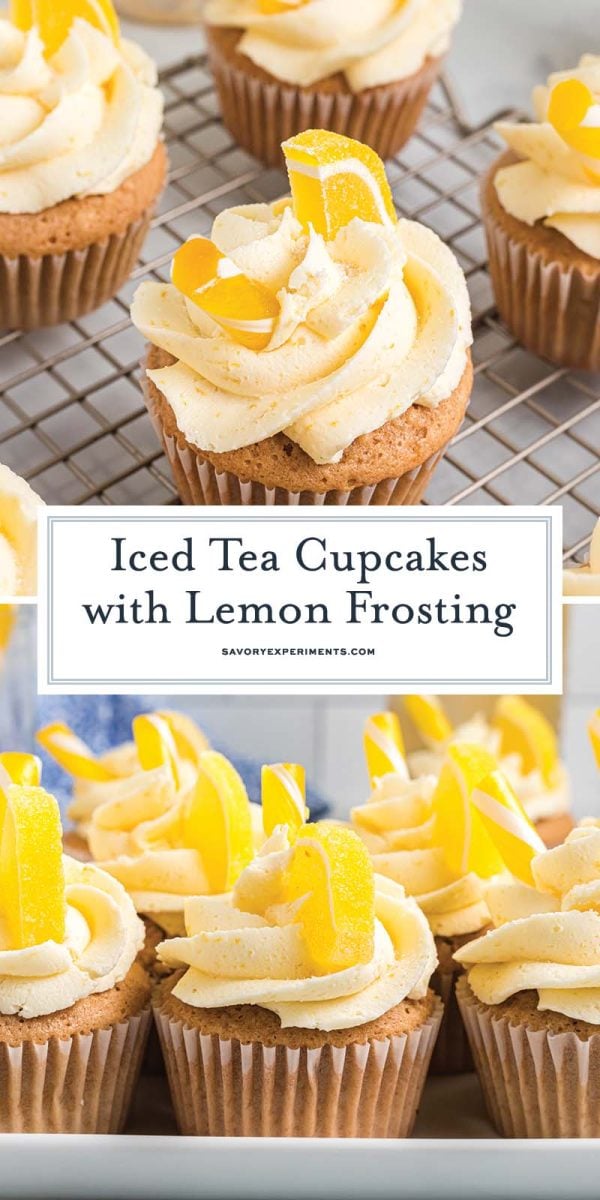 collage of iced tea cupcakes for pinterest