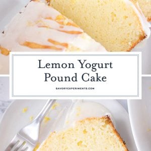 collage of lemon yogurt pound cake for pinterest