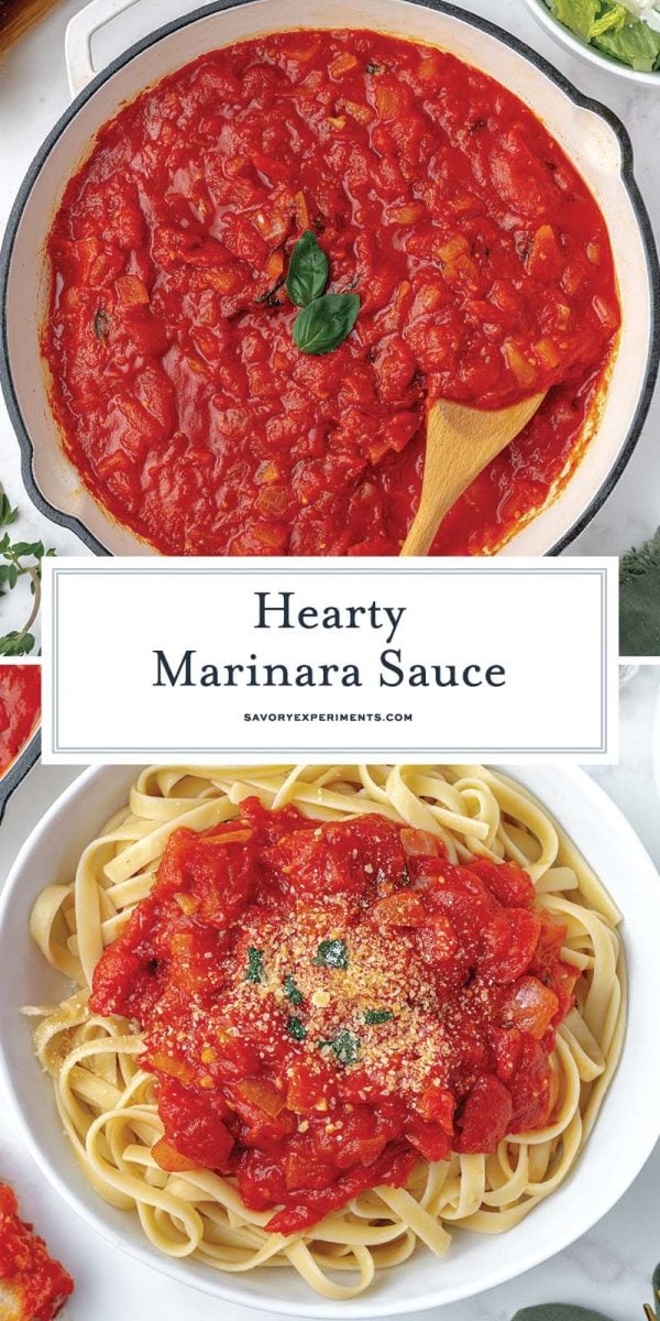 collage of homemade marinara sauce for pinterest