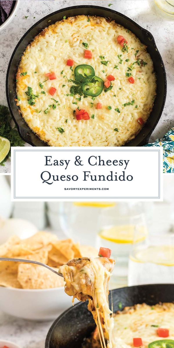 collage of queso fundido for pinterest