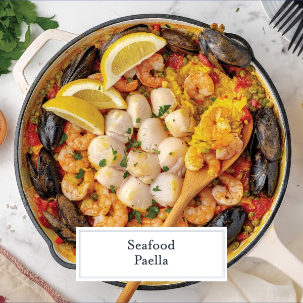 Easy Spanish Seafood Paella Recipe {No Paella Pan Needed!}
