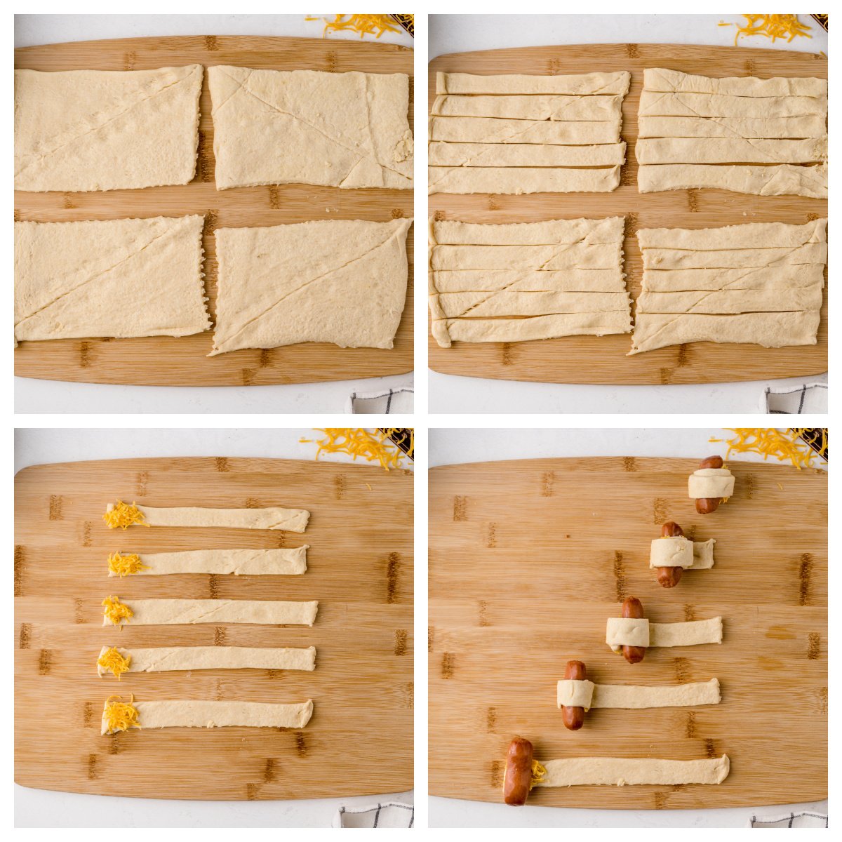 step-by-step photos of how to make cheesy pigs in a blanket 