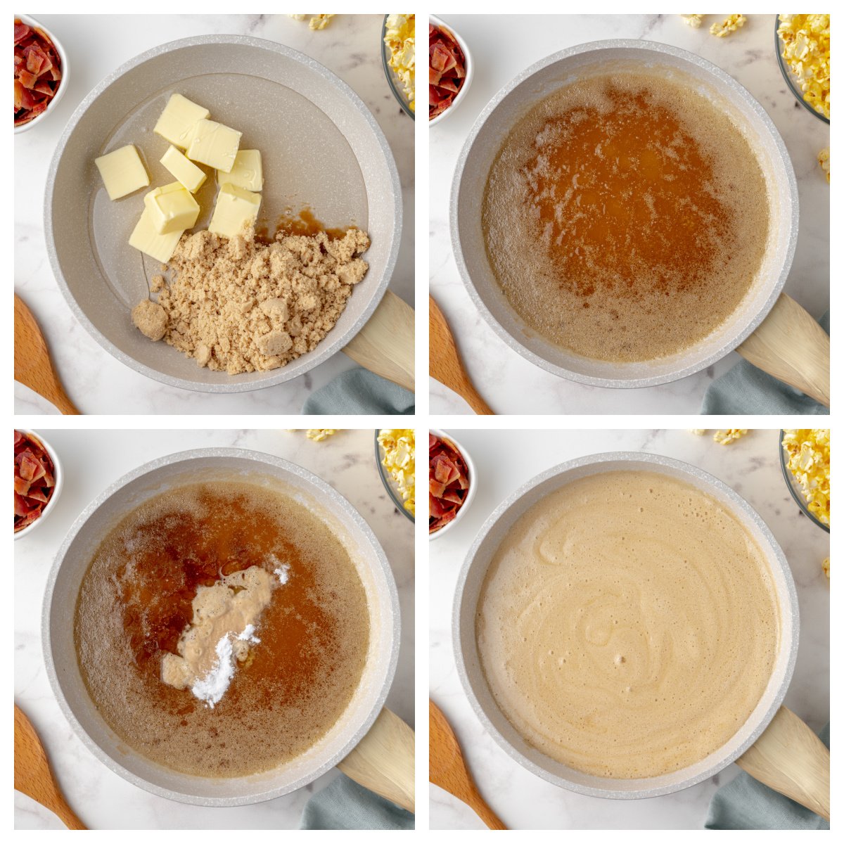 collage of how to make caramel