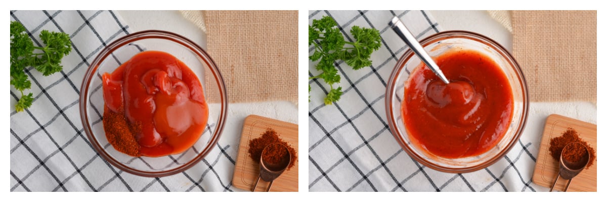 step-by-step images showing how to make spicy ketchup 