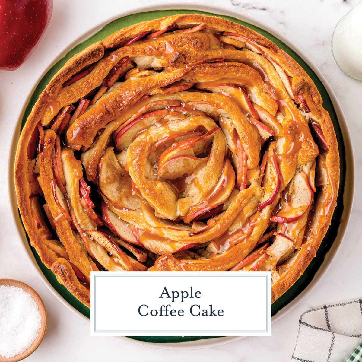 overhead of apple coffee cake made with crescent rolls 