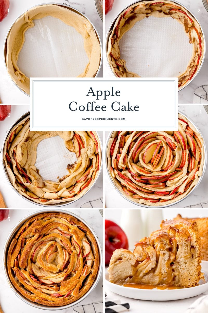 step by step image of how to make a caramel apple cake 