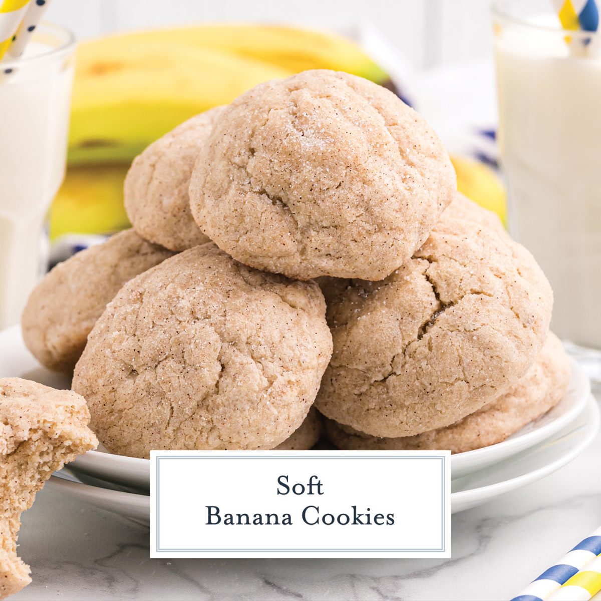 pile of banana cookies coated in cinnamon sugar 