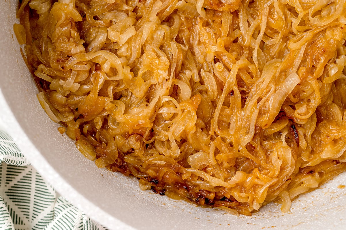 caramelized onions in a pan