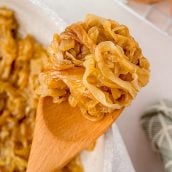 caramelized onions on a spoon
