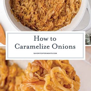 collage of how to caramelize onions for pinterest