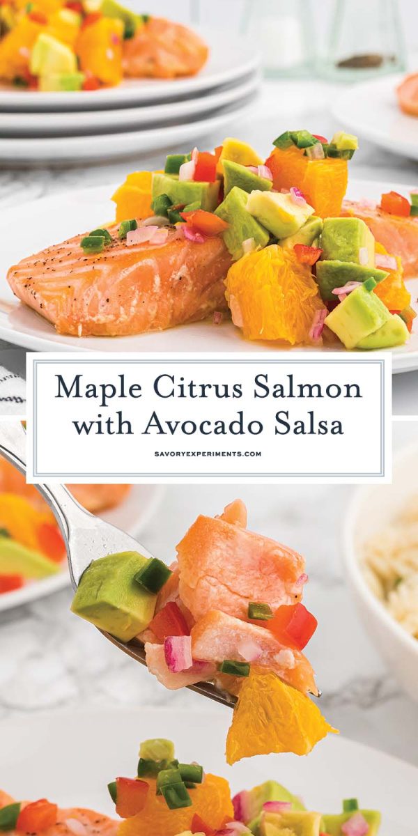 collage of citrus salmon for pinterest