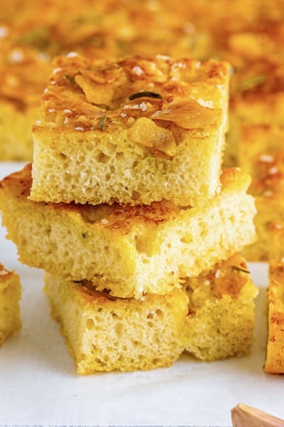 stack of rosemary focaccia bread