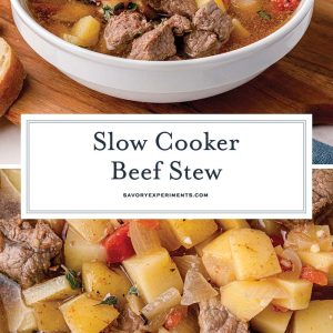 collage of slow cooker beef stew for pinterest