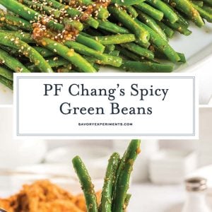 collage of pf changs green beans for pinterest