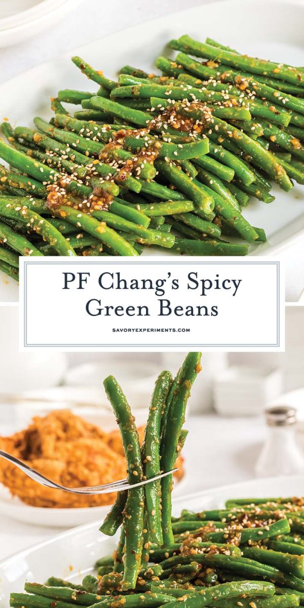 collage of pf changs green beans for pinterest