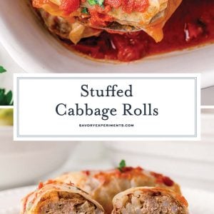 collage of stuffed cabbage rolls for pinterest