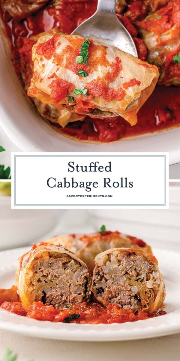 collage of stuffed cabbage rolls for pinterest