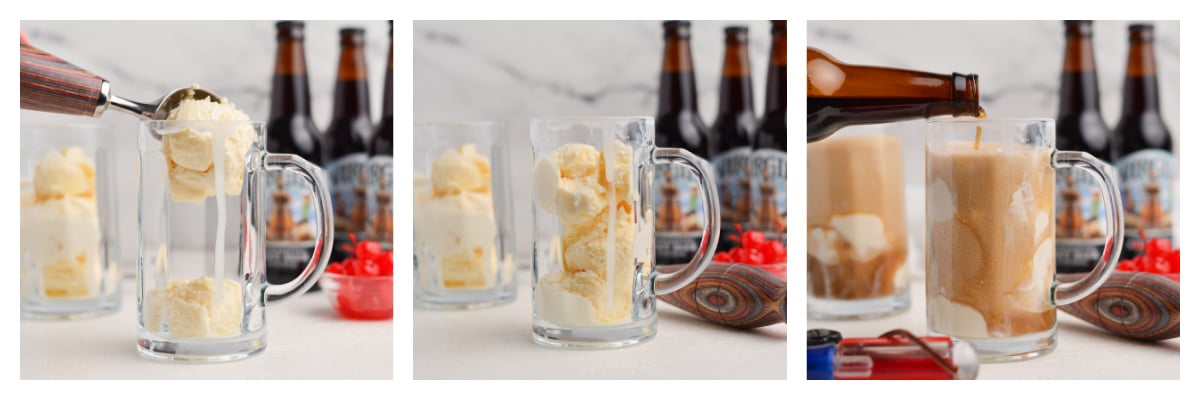 step-by-step images of how to make a root beer float 