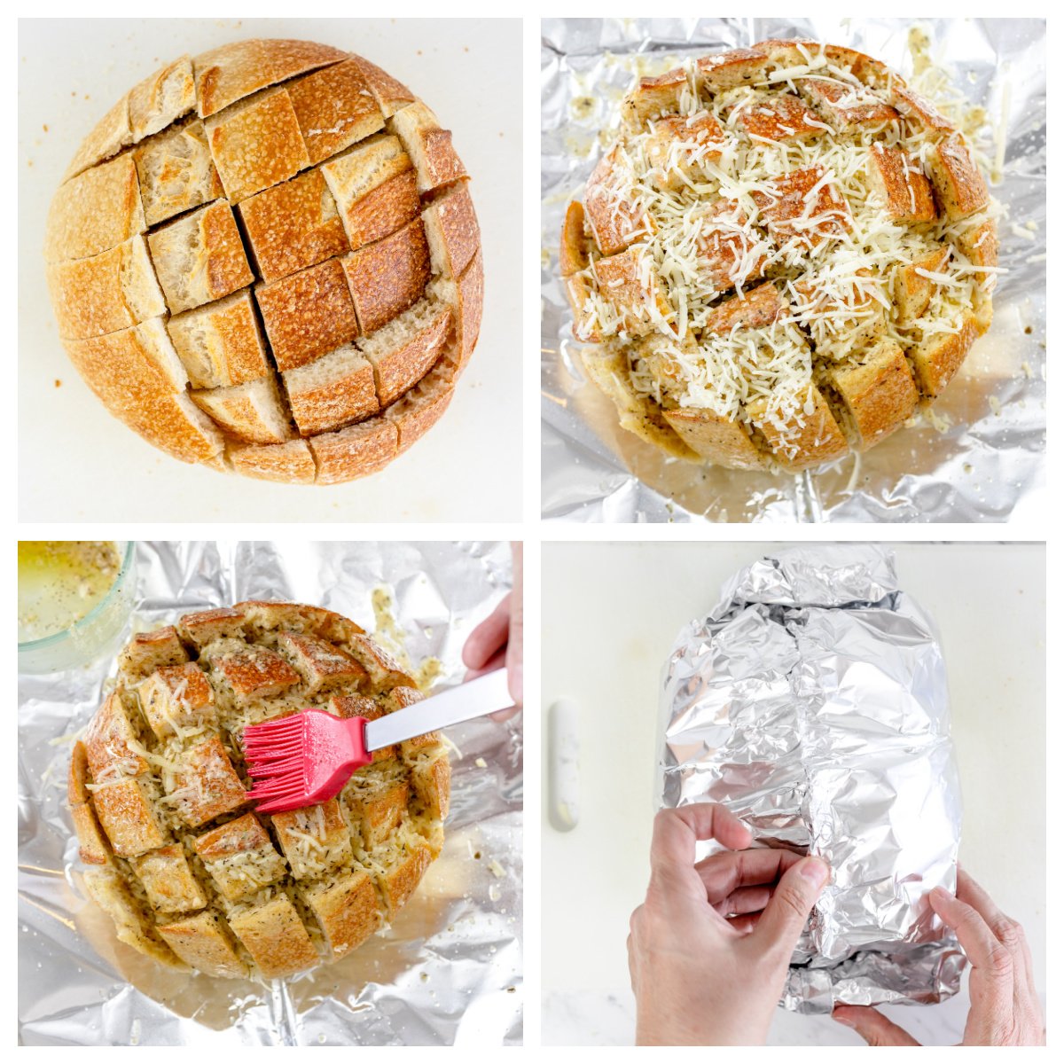 step-by-step images of how to make pull apart bread 