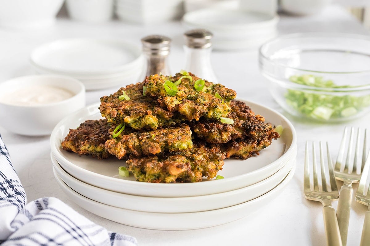 plate of broccoli fritters