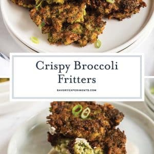 collage of broccoli fritters for pinterest