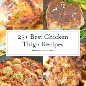 collage of chicken thigh recipes