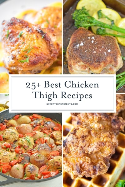 collage of chicken thigh recipes