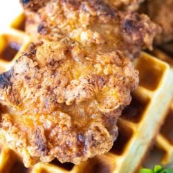 chicken thigh on waffle