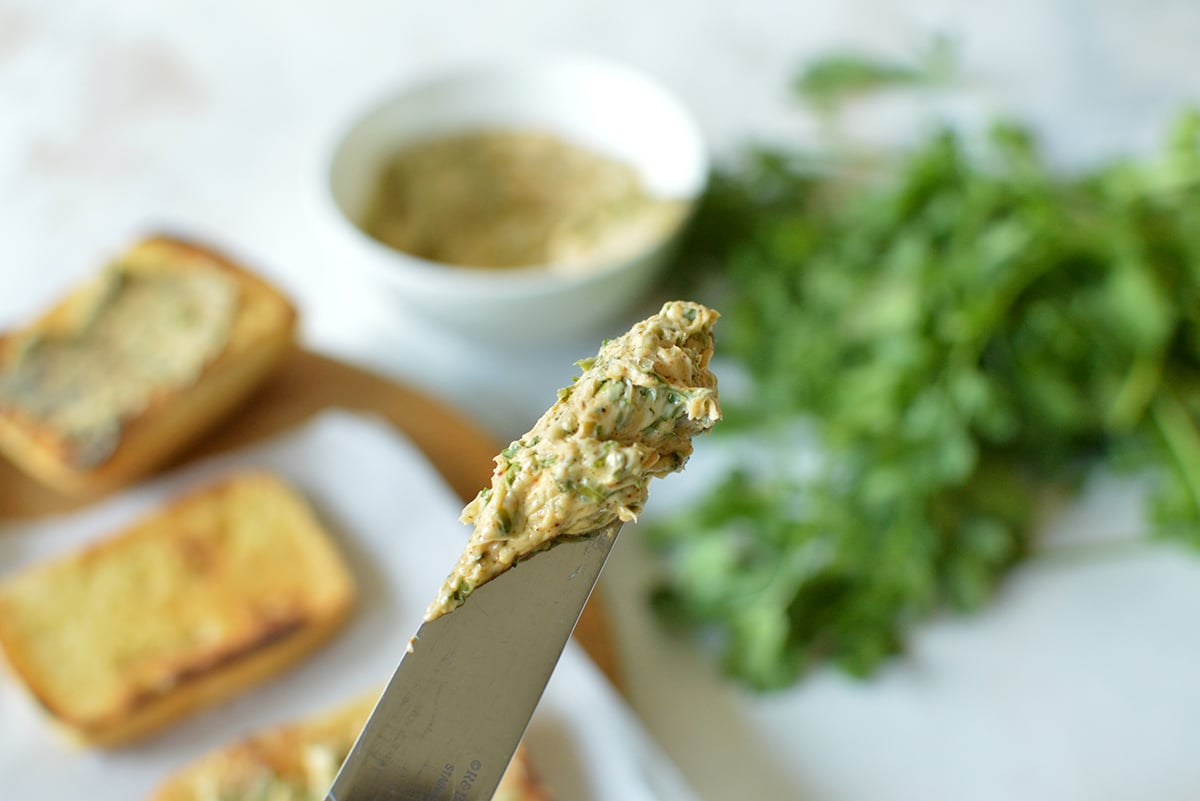 chili lime butter on a knife