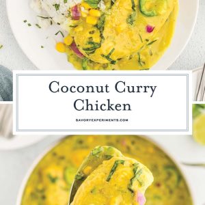 collage of coconut chicken curry for pinterest