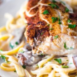 cream of mushroom chicken over pasta