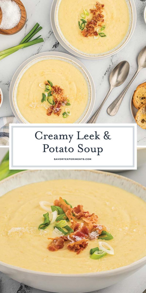 collage of leek and potato soup for pinterest
