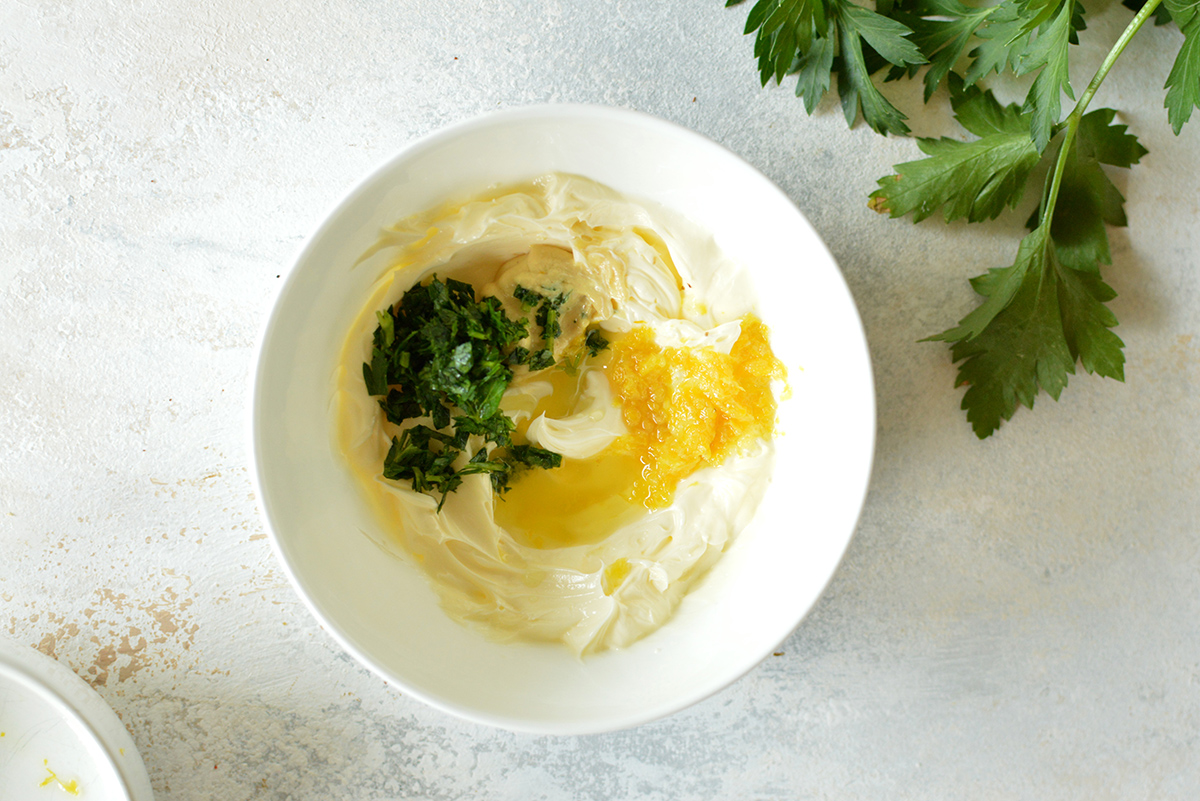 dijon lemon butter ingredients in a bowl