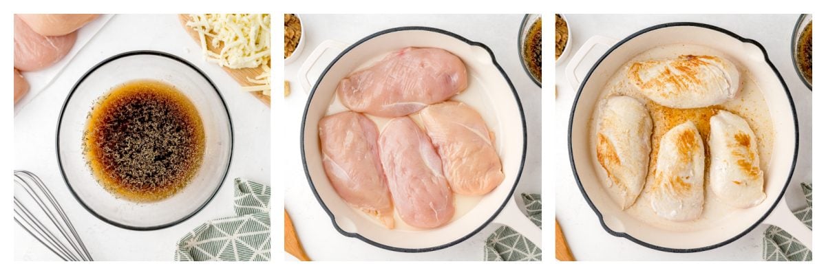 collage of how to sear chicken