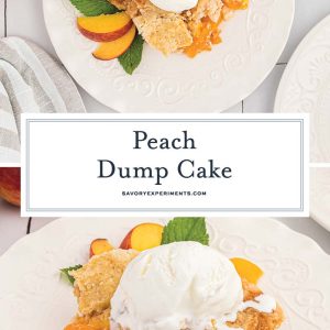 collage of peach dump cake for pinterest