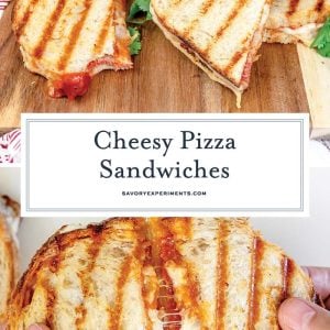 collage of pizza sandwiches for pinterest