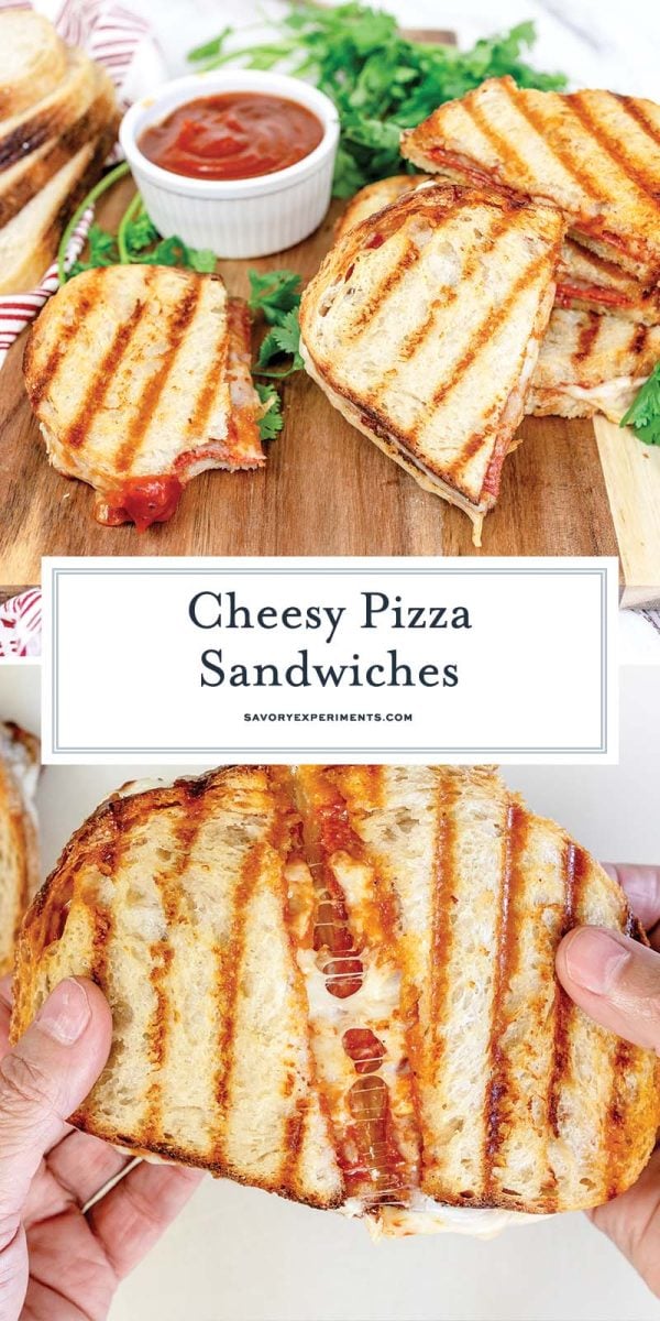 collage of pizza sandwiches for pinterest