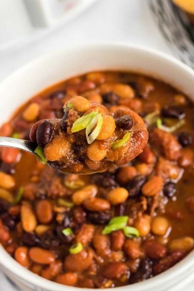 spoon full of crock pot baked beans