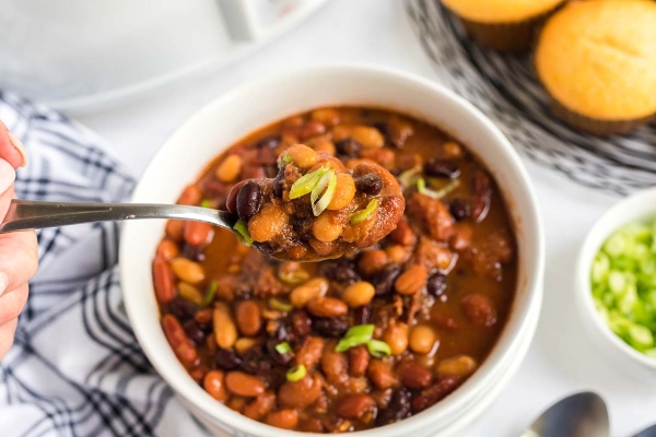 spoon full of crock pot baked beans