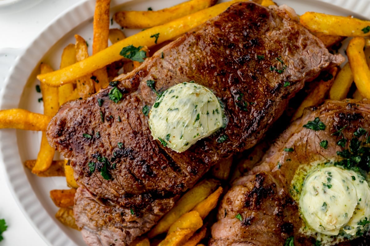 close up of melting butter on a steak